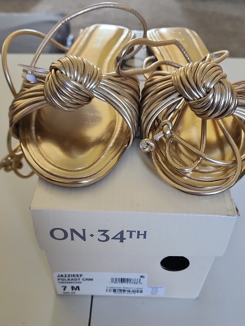 On-34th Gold Knot Strappy Sandal - Women